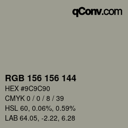 Color code: RGB 156 156 144 | qconv.com