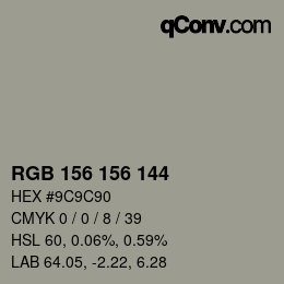 Color code: RGB 156 156 144 | qconv.com