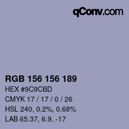 Color code: RGB 156 156 189 | qconv.com