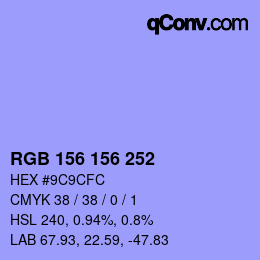 Farbcode: RGB 156 156 252 | qconv.com