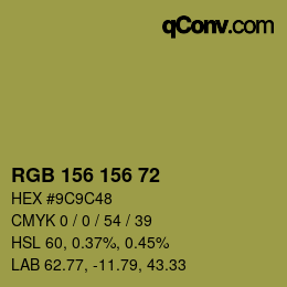 Color code: RGB 156 156 72 | qconv.com