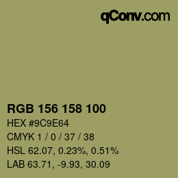 カラーコード: RGB 156 158 100 | qconv.com
