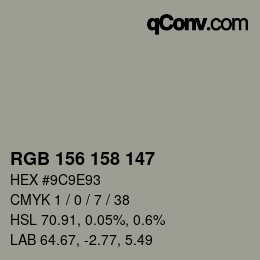 カラーコード: RGB 156 158 147 | qconv.com