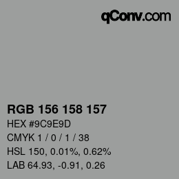 Código de color: RGB 156 158 157 | qconv.com