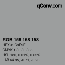 颜色代码: RGB 156 158 158 | qconv.com