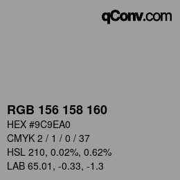 颜色代码: RGB 156 158 160 | qconv.com
