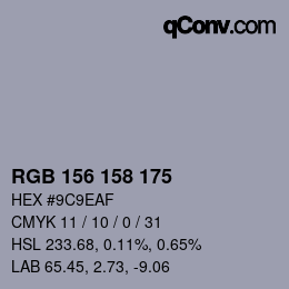 Color code: RGB 156 158 175 | qconv.com