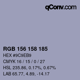 カラーコード: RGB 156 158 185 | qconv.com