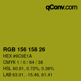 颜色代码: RGB 156 158 26 | qconv.com