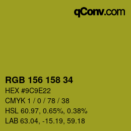 Color code: RGB 156 158 34 | qconv.com