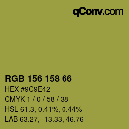 カラーコード: RGB 156 158 66 | qconv.com