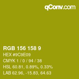 カラーコード: RGB 156 158 9 | qconv.com