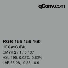 Color code: RGB 156 159 160 | qconv.com