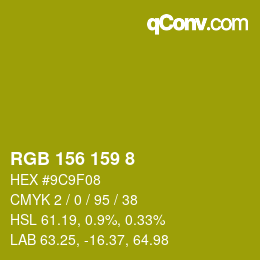 Color code: RGB 156 159 8 | qconv.com