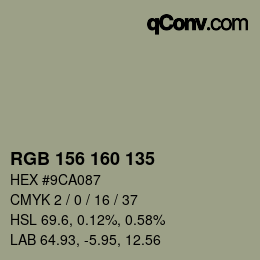 カラーコード: RGB 156 160 135 | qconv.com