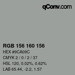 カラーコード: RGB 156 160 156 | qconv.com