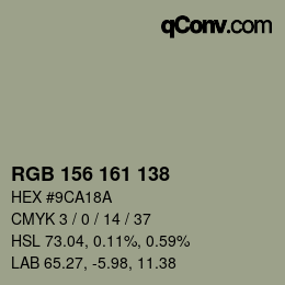 Color code: RGB 156 161 138 | qconv.com