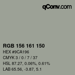 Color code: RGB 156 161 150 | qconv.com