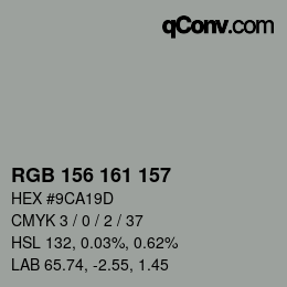 カラーコード: RGB 156 161 157 | qconv.com