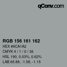 Código de color: RGB 156 161 162 | qconv.com