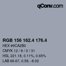 カラーコード: RGB 156 162.4 176.4 | qconv.com