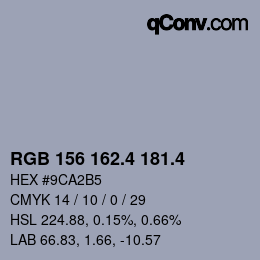 カラーコード: RGB 156 162.4 181.4 | qconv.com