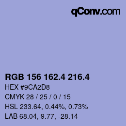 カラーコード: RGB 156 162.4 216.4 | qconv.com