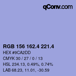 カラーコード: RGB 156 162.4 221.4 | qconv.com