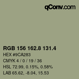 カラーコード: RGB 156 162.8 131.4 | qconv.com
