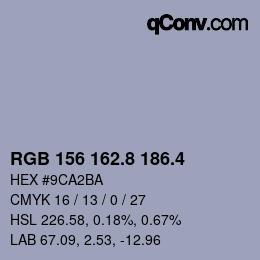カラーコード: RGB 156 162.8 186.4 | qconv.com
