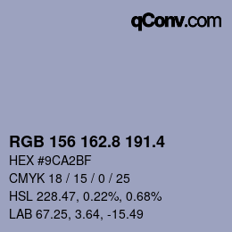 カラーコード: RGB 156 162.8 191.4 | qconv.com