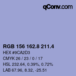 カラーコード: RGB 156 162.8 211.4 | qconv.com