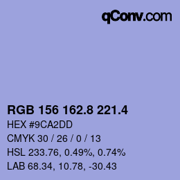 カラーコード: RGB 156 162.8 221.4 | qconv.com