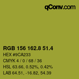 カラーコード: RGB 156 162.8 51.4 | qconv.com