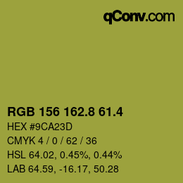 カラーコード: RGB 156 162.8 61.4 | qconv.com
