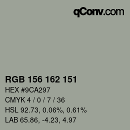 Color code: RGB 156 162 151 | qconv.com