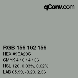 Código de color: RGB 156 162 156 | qconv.com