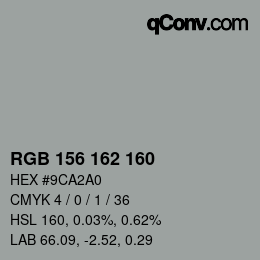 颜色代码: RGB 156 162 160 | qconv.com