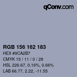 Color code: RGB 156 162 183 | qconv.com