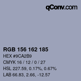 Color code: RGB 156 162 185 | qconv.com