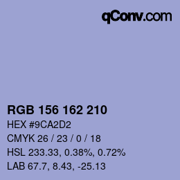 Color code: RGB 156 162 210 | qconv.com