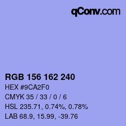 Color code: RGB 156 162 240 | qconv.com