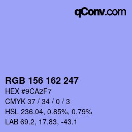 カラーコード: RGB 156 162 247 | qconv.com