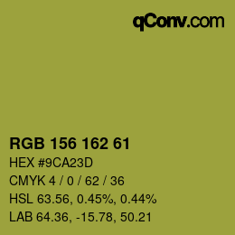 Color code: RGB 156 162 61 | qconv.com