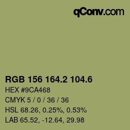 カラーコード: RGB 156 164.2 104.6 | qconv.com