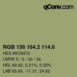 カラーコード: RGB 156 164.2 114.6 | qconv.com