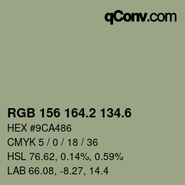カラーコード: RGB 156 164.2 134.6 | qconv.com