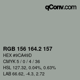 カラーコード: RGB 156 164.2 157 | qconv.com