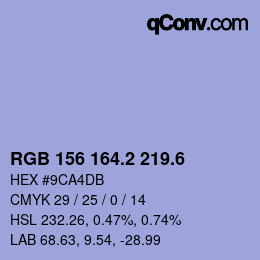 カラーコード: RGB 156 164.2 219.6 | qconv.com