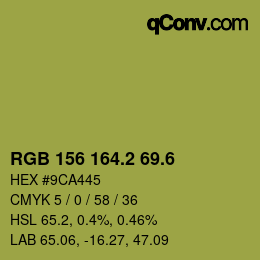 カラーコード: RGB 156 164.2 69.6 | qconv.com